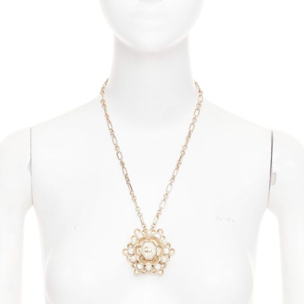 Chanel Camellia Medallion Chain Necklace